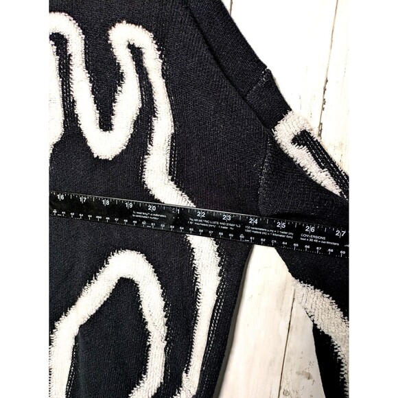 Black White Pixel Dinosaur Sweater XL Quirky Graphic Knit Cozy Geek Goth Cute - Picture 3 of 9